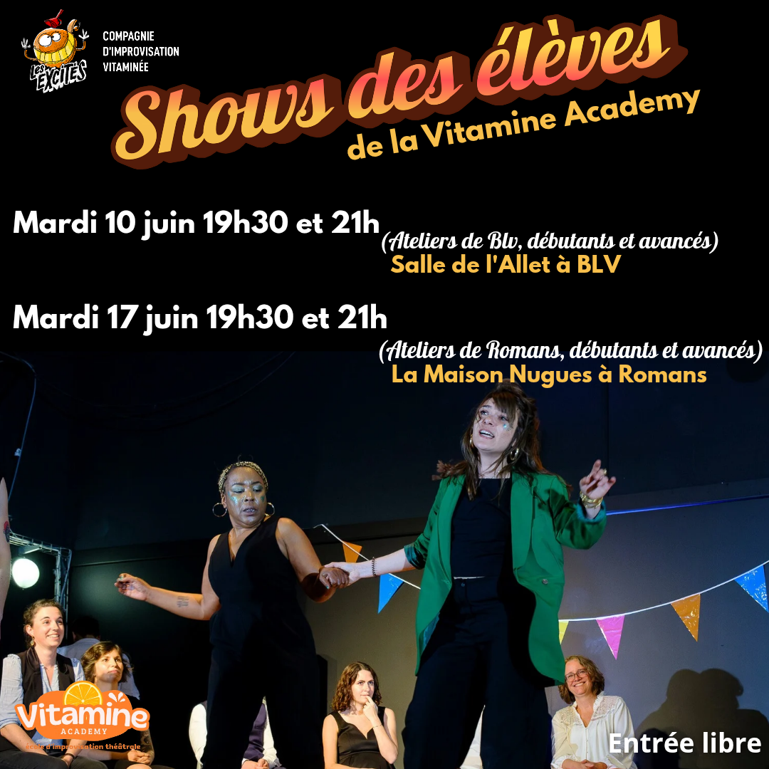 Les élèves présentent leur spectacle de fin d'année : le 10 Juin pour Bourg-Lès-Valence et Le 17 Juin pour Romans
